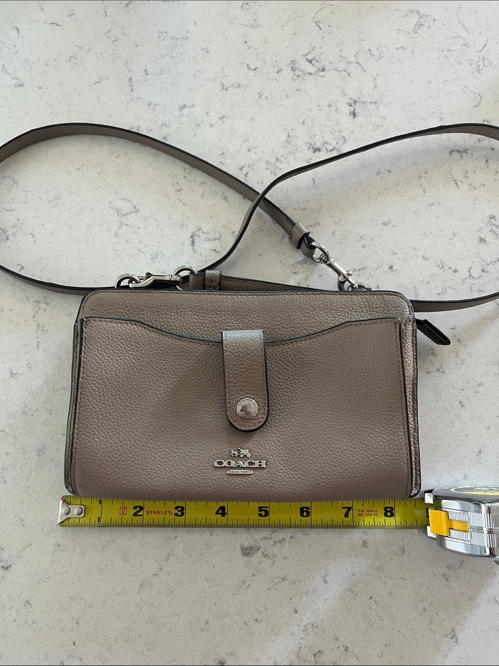 Coach Taupe Leather Pebbled Crossbody Bag - Picture 2 of 11
